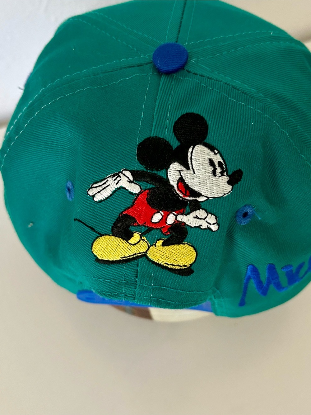 EUC - Mickey and CO Vintage Baseball Cap, green & blue, adjustable snapback